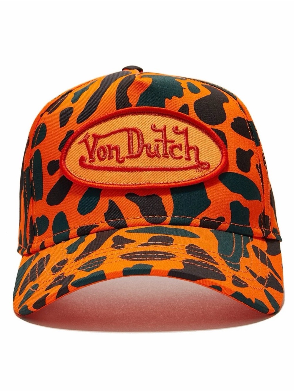 Von Dutch x Chris Brown Orange Camo Trucker Hat 242 NWT super nice!